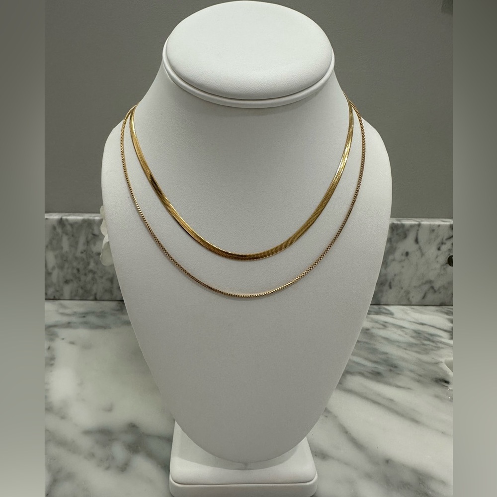 18K gold plated simple double layer chain necklace